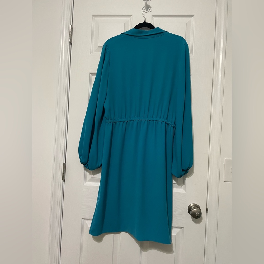 Trina Turk Teal Long-Sleeve Mini Dress - Picture 6 of 6